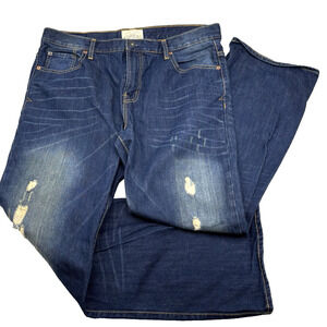 2011 Aeropostale DRIGGS Slim Bootcut Dark Wash Distressed Jeans 38x32 Fits 39x32